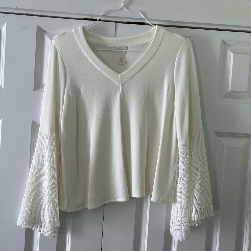 ⭐️ Chico's White Bell Sleeve Blouse